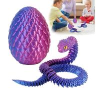 Huevo de serpiente impreso en 3D 3D móvil flexible huevo de serpiente, mini animales inquietos, juguetes, estatua de serpiente, decoración del hogar para escritorio, estante
