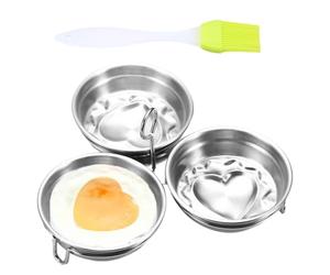 Huevo para escalfar huevos, 3 moldes para huevos de acero inoxidable, antiadherente, con estructura, molde de huevos fritos, para horno microondas