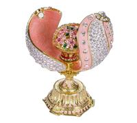 Huevo retorcido al estilo Fabergé con cesta de flores 12 cm rosa