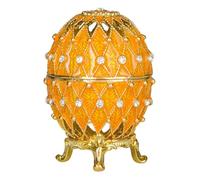 Huevo Ruso Tallado de Estilo Faberge/Caja de Joya con Rejilla 7,5 cm amarillo
