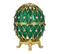 Huevo tallado al estilo Fabergé caja de joya 7,5 cm verde
