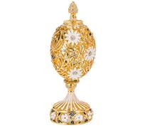 Huevo tallado al estilo Fabergé con flores y mariposa 16,5 cm color dorado