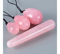 Huevo Yoni de cuarzo rosa natural conjunto bolas masaje Kegel bola masajeador ejercitador de huevos de jade cristal, tipo 02