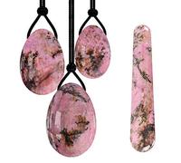 Huevo Yoni de rodonita natural para ejercicio de Kegel Ajuste muscular Juego de bolas de jade perforado Piedra natural Huevo de jade Juego de masajeador perforado Sin caja