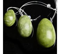 Huevo Yoni verde Huevos de jade natural Set Bola de masaje reafirmante Músculos Varita Mujeres Ejercitador de Kegel Piedra de masaje perforada-CHINA_green2