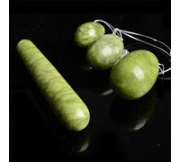 Huevo Yoni verde Huevos de jade natural Set Bola de masaje reafirmante Músculos Varita Mujeres Ejercitador de Kegel Piedra de masaje perforada-CHINA_green1