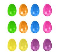 Huevos de 6 x 4 cm, 12 unidades, cuencos abiertos de plástico para huevos de simulación, decoración de tartas, rifa, huevo, organizador de eventos de Pascua 2022 (rojo, tamaño único)