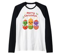 Huevos de Dinosaurio Kawaii para bebé, Dinosaurio Festivo de Navidad Camiseta Manga Raglan