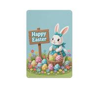 Huevos De Flores De Conejito De Pascua Cartel De Metal Impermeable Cartel De Chapa Divertido Letrero De Metal para Cocina Salón Balcón 20X30Cm