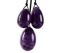 Huevos de huevo Yoni de jade amatista natural perforado Yoni Kegel con caja,Huevos ninguna caja