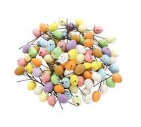 Huevos de Pascua, 100 Piezas de Carpintero para Tartas punteadas - Huevos artesanales de Espuma con Tallos, para el hogar, Comedor, Oficina, florero de la Corona