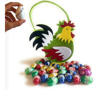 Huevos de Pascua 2024 - Huevos de Chocolate Surtidos 200gr + Cesta de Fieltro + 9 Huevos de Poliestireno Blanco para Colorear (GALLINA, Tamaño completo)