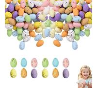 Huevos de Pascua Decoración,minihuevos de poliestireno, Decoración de Pascua con Pollitos y Plumas - Conjunto de 100 Huevos de Pascua de Chocolate en Colores Variados