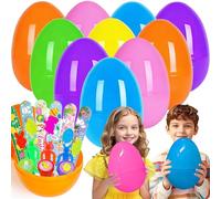 Huevos de Pascua grandes, 12 piezas de 4.7 pulgadas de plástico brillante sólido relleno de juguetes pequeños, recuerdo de fiesta temática de Pascua, rellenos de cestas, suministros de premios para el