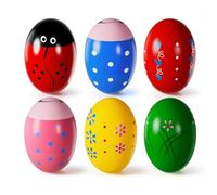Huevos de Pascua Madera Shaker de Huevo Maracas Easter Egg Huevos Musicales de Pascua para Caza de Pascua, Rellenos de Rellenos de Canasta, Premios en el Aula (6 Piezas-A)