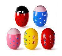 Huevos de Pascua Madera Shaker de Huevo Maracas Easter Egg Huevos Musicales de Pascua para Caza de Pascua, Rellenos de Rellenos de Canasta, Premios en el Aula (5 Piezas-A)