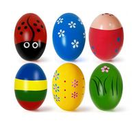 Huevos de Pascua Madera Shaker de Huevo Maracas Easter Egg Huevos Musicales de Pascua para Caza de Pascua, Rellenos de Rellenos de Canasta, Premios en el Aula (6 Piezas-B)