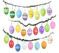 Huevos de Pascua para Adornar Huevos de Pascua para Colgar - Set de 24 Piezas Ideal para Pascua Decoración con Diversos Diseños y Patrones, Fácil de Usar