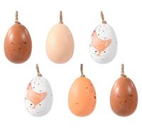 Huevos de Pascua para colgar, 6 x 9 cm, moteados, juego de 6 unidades, huevos de plástico con colgador, decoración de plástico para Pascua, decoración de primavera, resistente a la rotura, color
