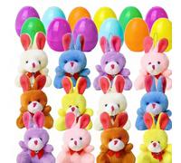 Huevos De Pascua Precargados - 12 Piezas Lindos Juguetes De Peluche De Conejito | Relleno Divertido De Búsqueda De Huevos De Pascua De Animales De Peluche De Conejos, Artículos De Fiesta Para Niños