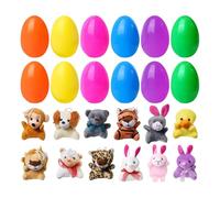 Huevos de Pascua prellenados con animales de peluche, 12 piezas colorido easteregg hunt kit, Holiday Stuffed Basket Peluches Stuffer, Juguetes decorativos para niños