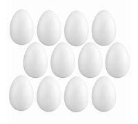 Huevos de poliestireno de 10 cm, 12 unidades, color blanco, para pintar, pegar y decorar, ideales para huevos de Pascua, técnica de lentejuelas y proyectos de manualidades