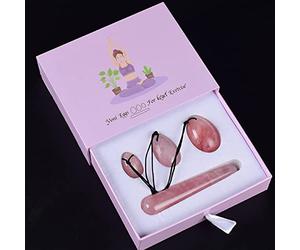 Huevos de Yoni de cuarzo rosa natural Set Kegel Ejercitador Bolas Masajeador Bola Simulador, Tipo 8