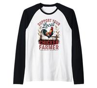 Huevos frescos de granja, estilo retro divertido para amantes de los pollos Camiseta Manga Raglan