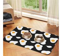 Huevos fritos de Dibujos Animados,Tapete Impermeable para Comida de Mascotas, manteles Individuales para Comida y Agua para Perros y Gatos, tapetes de Cuero sintético para Comida.,40x60cm