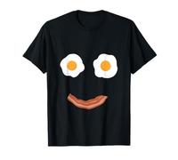 Huevos fritos y Tocino Cara Feliz Desayuno Comida Niños Hombres Mujeres Camiseta