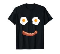 Huevos fritos y Tocino Cara Feliz Desayuno Comida Niños Hombres Mujeres Camiseta