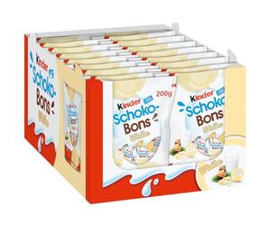 Huevos Kinder Shocobons White - Blancos - Caja con 5 Bolsas de 200 gramos de Kinder ShocoBons Chocolate BLANCO - 165 Huevos Kinder ShocoBons