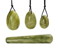 Huevos perforados de jade Huevos Yoni para mujeres Piedras de masaje Cristales Ejercicio curativo Huevos para el ejercicio de Kegel Entrenar músculos pélvicos, varita de huevo