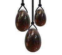 Huevos Yoni de cuarzo ahumado natural 3 tamaños con orificio Juego de huevos Yoni Ejercicio de Kegel Huevo de jade perforado - Smoky_Quartz_eggs