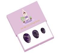 Huevos Yoni para mujer, juego de huevos Yoni de amatista natural perforados, huevos de jade Kegel, masaje Yoni, ejercitador muscular Kegel con caja, huevo sin taladrar con caja