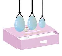 Huevos Yoni para mujer, piedra natural, huevos de jade perforados, juego de huevos con caja para mujer, ejercicio Kegel, producto de higiene femenina, huevos de ópalo