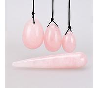 Huevos Yoni perforados y juego de varita de bolas de Kegel de cuarzo rosa para mujeres Ejercicio de Kegel Tightening-rose_quartz_set
