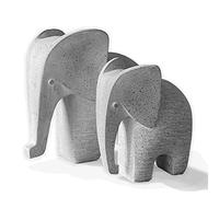 Huey House Esculturas de Elefante, 2 Piezas (6 Pulgadas de Alto y 5 Pulgadas de Alto) - Figuras Decorativas Hechas a Mano para estantes, Color Gris Claro