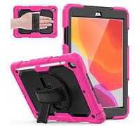 HUEZOE Funda Compatible con iPad 10,2 Pulgadas Modelo 2021/2020/2019, Funda de protección antigolpes para Todo el Cuerpo para iPad 9/8/7 Generación, Rosa roja