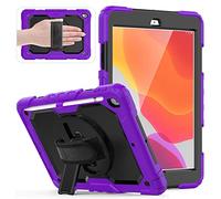 HUEZOE Funda Compatible con iPad de 10.2 Pulgadas, Modelo 2021/2020/2019, Funda Protectora de Cuerpo Completo a Prueba de Golpes con Soporte Giratorio de 360 Grados, Correa de Mano, Correa de Hombro