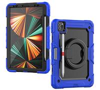 HUEZOE Funda Compatible con iPad Pro de 11 Pulgadas, Modelo 2021/2020/2018, Cubierta de protección a Prueba de Golpes, Robusta con Soporte Giratorio/Soporte para bolígrafo, Color Azul