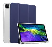 HUEZOE Funda Compatible con iPad Pro de 11 Pulgadas, Modelo 2021/2020/2018, Cubierta Trasera Transparente de TPU Suave, Soporte Plegable, Funda Protectora con Soporte para bolígrafo, Apagado y