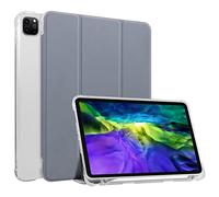 HUEZOE Funda Compatible con iPad Pro de 11 Pulgadas, Modelo 2021/2020/2018, Cubierta Trasera Transparente de TPU Suave, Soporte Plegable, Funda Protectora con Soporte para bolígrafo, Apagado y