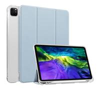 HUEZOE Funda Compatible con iPad Pro de 11 Pulgadas, Modelo 2021/2020/2018, Suave TPU Transparente, Cubierta Trasera con Soporte para bolígrafo, Dormir y Guardia, Color Blanco