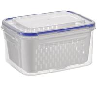 HUFENYU Contenedor De Almacenamiento De Alimentos 4 En 1 Contenedores De Productos for Refrigerador con Coladores Extraíbles Caja De Almacenamiento De Alimentos De Plástico Transparente(Blue-L)