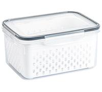 HUFENYU Contenedor De Almacenamiento De Alimentos 4 En 1 Contenedores De Productos for Refrigerador con Coladores Extraíbles Caja De Almacenamiento De Alimentos De Plástico Transparente(Gray-M)