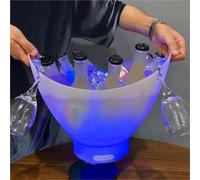 HUFENYU Cubo de Hielo LED con Altavoz Bluetooth, 7 l, Grande, Iluminado, for Fiestas, tinas for Bebidas, champán, cócteles