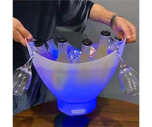 HUFENYU Cubo de Hielo LED con Altavoz Bluetooth, 7 l, Grande, Iluminado, for Fiestas, tinas for Bebidas, champán, cócteles