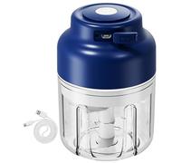 HUFENYU Picadora De Ajo Eléctrica Mini Picadora De Alimentos Inalámbrica Juego De Mini Picadora De Ajo Eléctrica Mini Procesador De Alimentos Recargable USB-C con 6 Cuchillas(Blue)