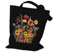 HUFFA Bolsa de Lona con Estampado de Flores Silvestres Bohemias y gráficos Retro: Bolsa Reutilizable for Mujer, Bolsos y Carteras Elegantes.(Color3)